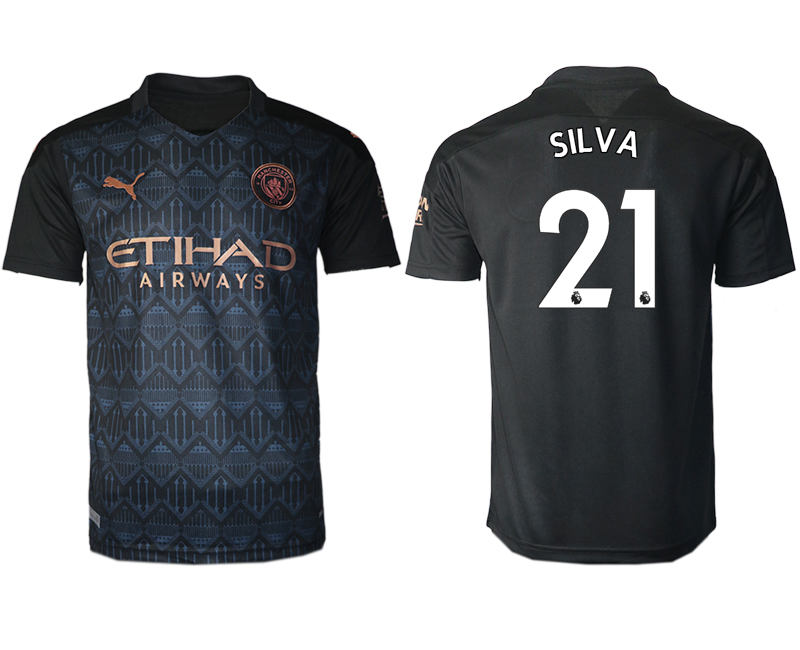 Men 2020-2021 club Manchester City away aaa version #21 black Soccer Jerseys